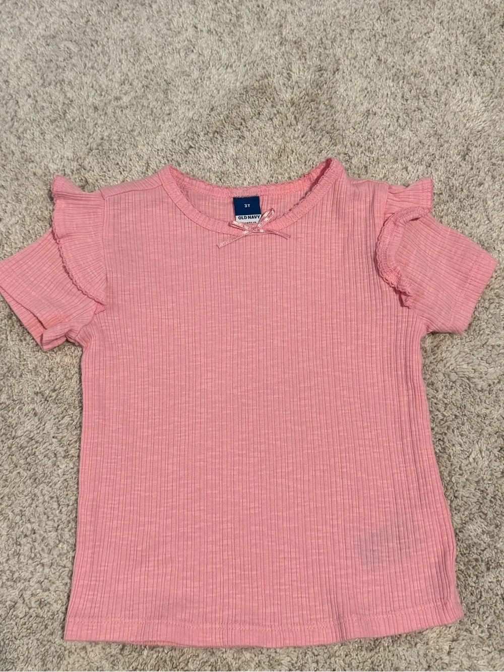 Old Navy Pink Ruffle Cap Sleeve Ribbed Tee